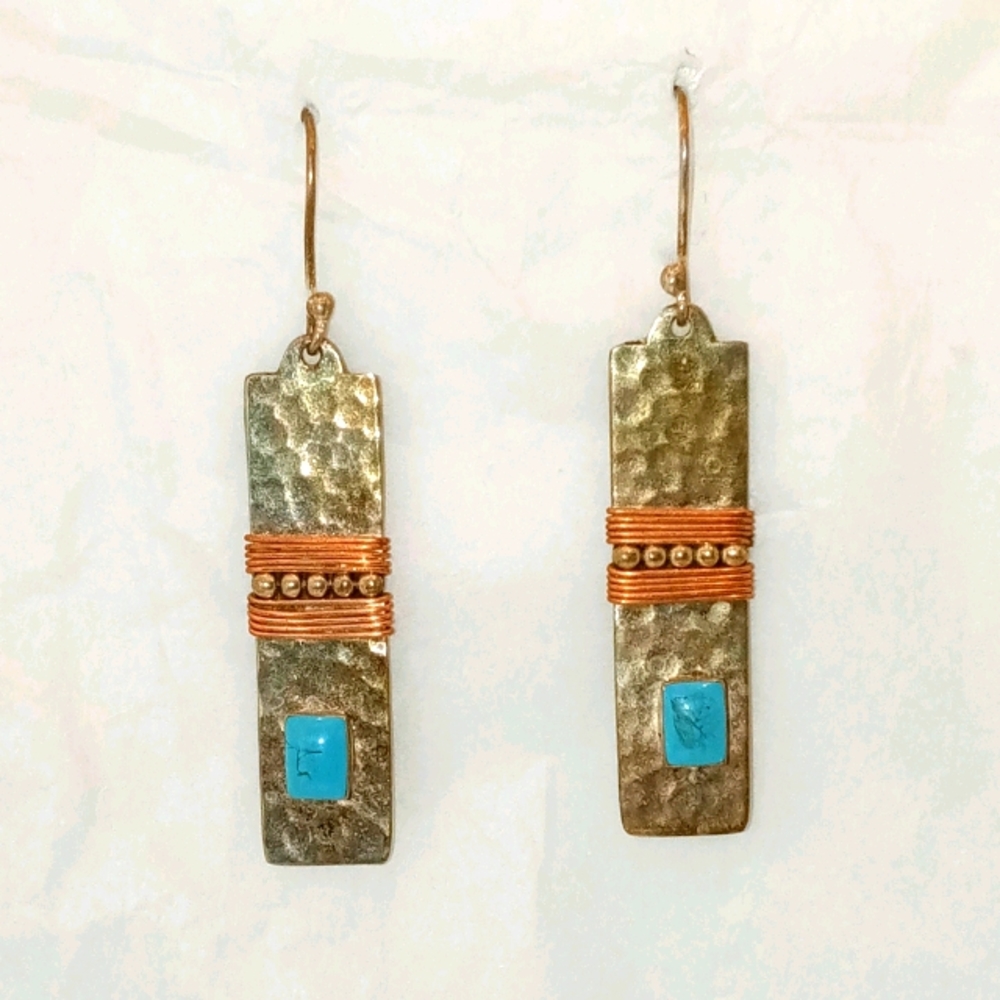 Hand Crafted ,925 Turquoise Earrings